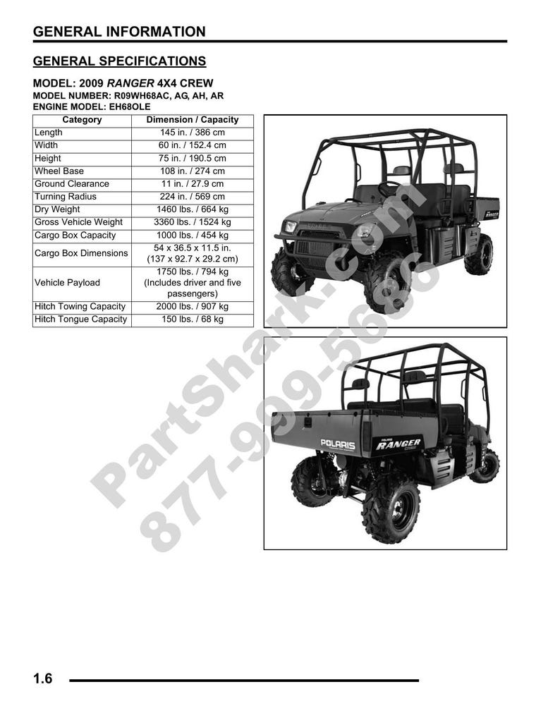 Polaris Ranger 700 4x4 Crew 6x6 Service Manual 2009-2013 UTV service manual preview page 7