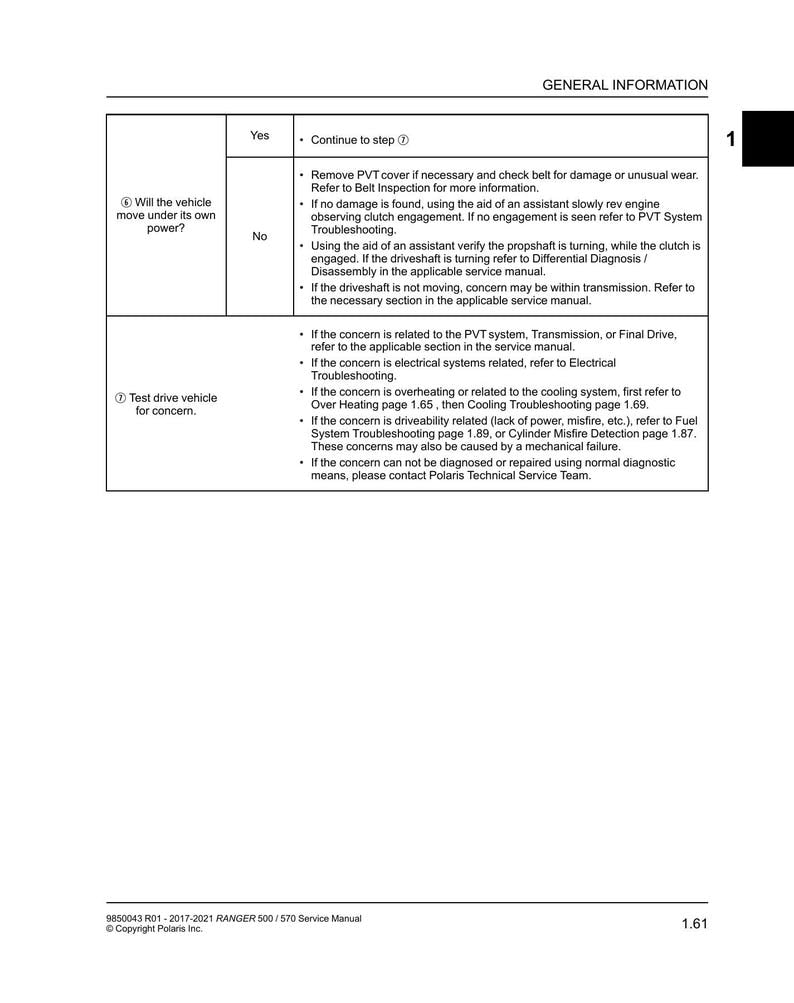 Polaris Ranger 500 570 Service Manual 2017-2021 UTV Repair service manual preview page 8