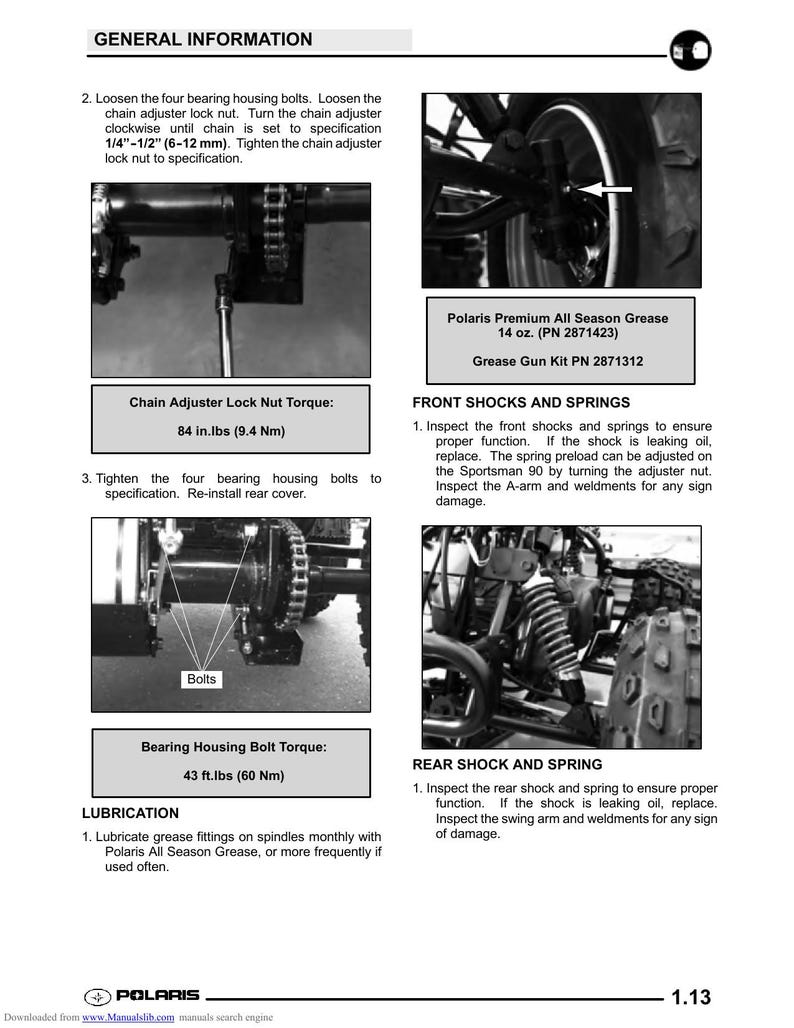 Polaris Youth ATV Scrambler 50 90 Sportsman Predator Service Manual service manual preview page 6
