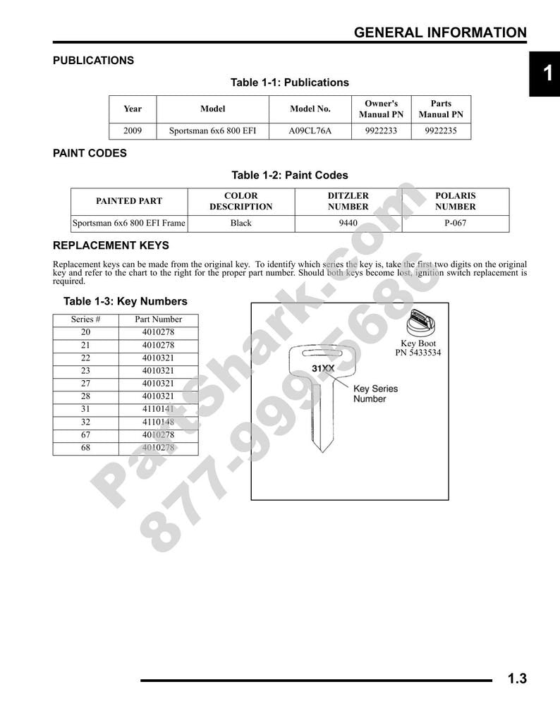 Polaris Sportsman 6x6 800 EFI Service Manual 2009-2013 ATV service manual preview page 4