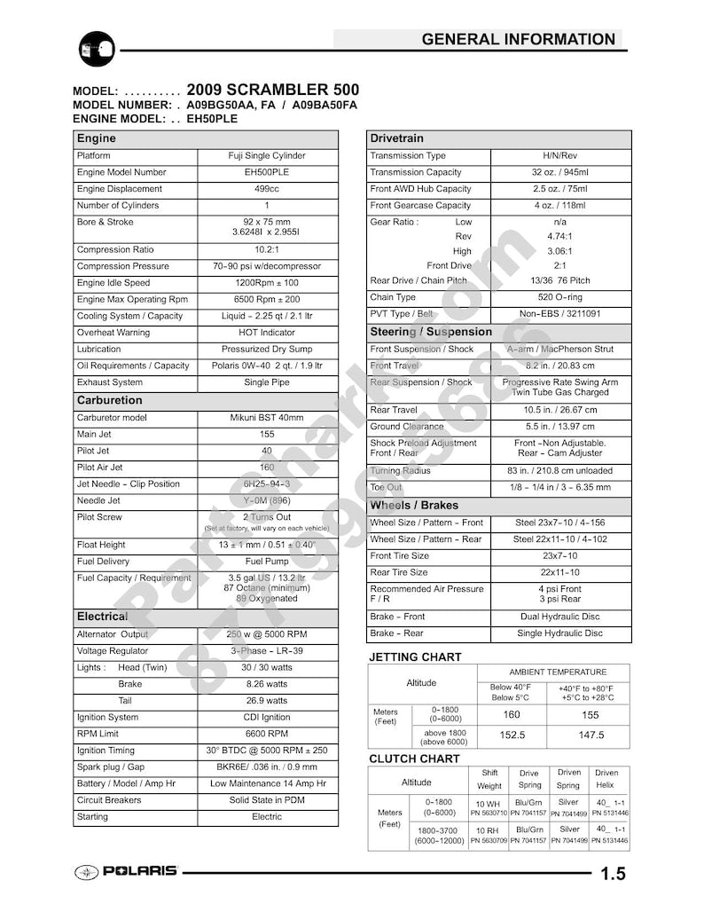 Polaris Scrambler 500 Service Manual service manual preview page 6