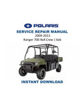 Polaris Ranger 700 4x4 Crew 6x6 Service Manual 2009-2013 UTV PDF service repair manual cover