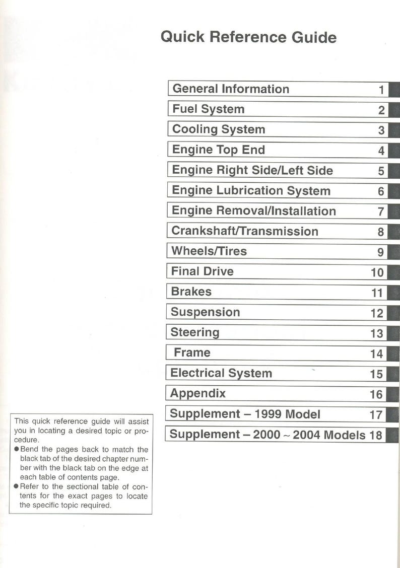 Kawasaki KLR250 Service Manual 1984-2004 Motorcycle Repair service manual preview page 3