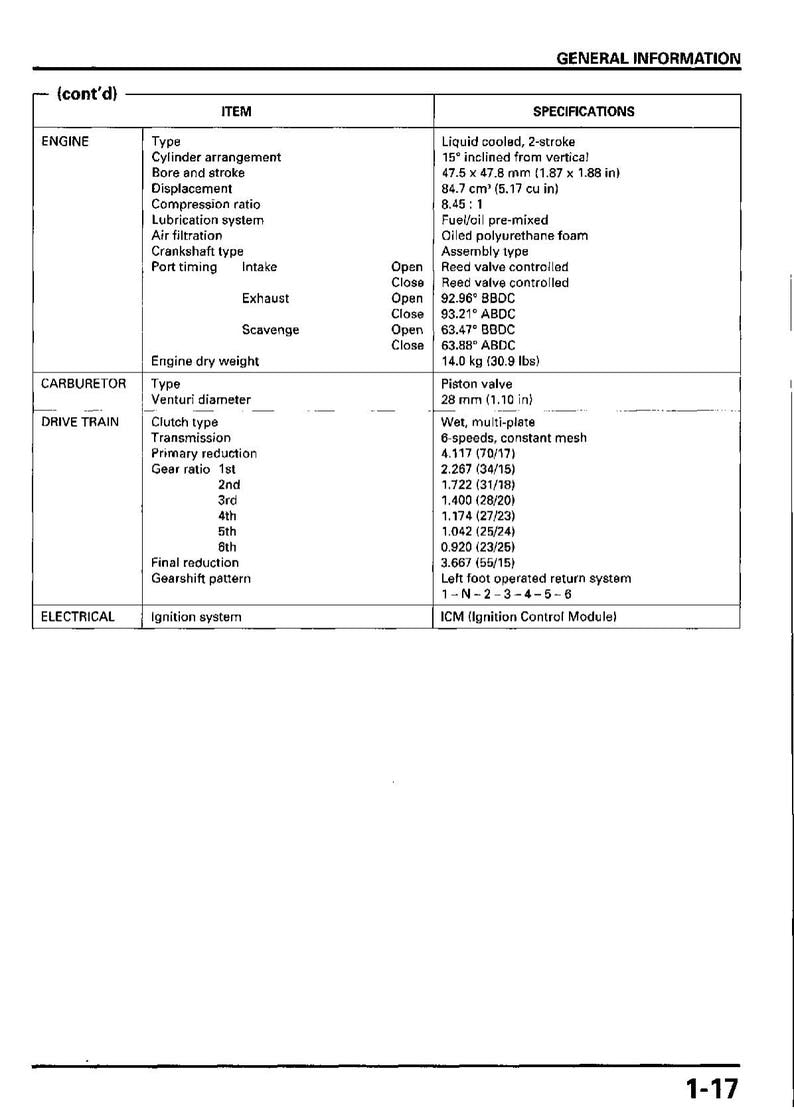 Honda CR80R CR85R Service Manual service manual preview page 7