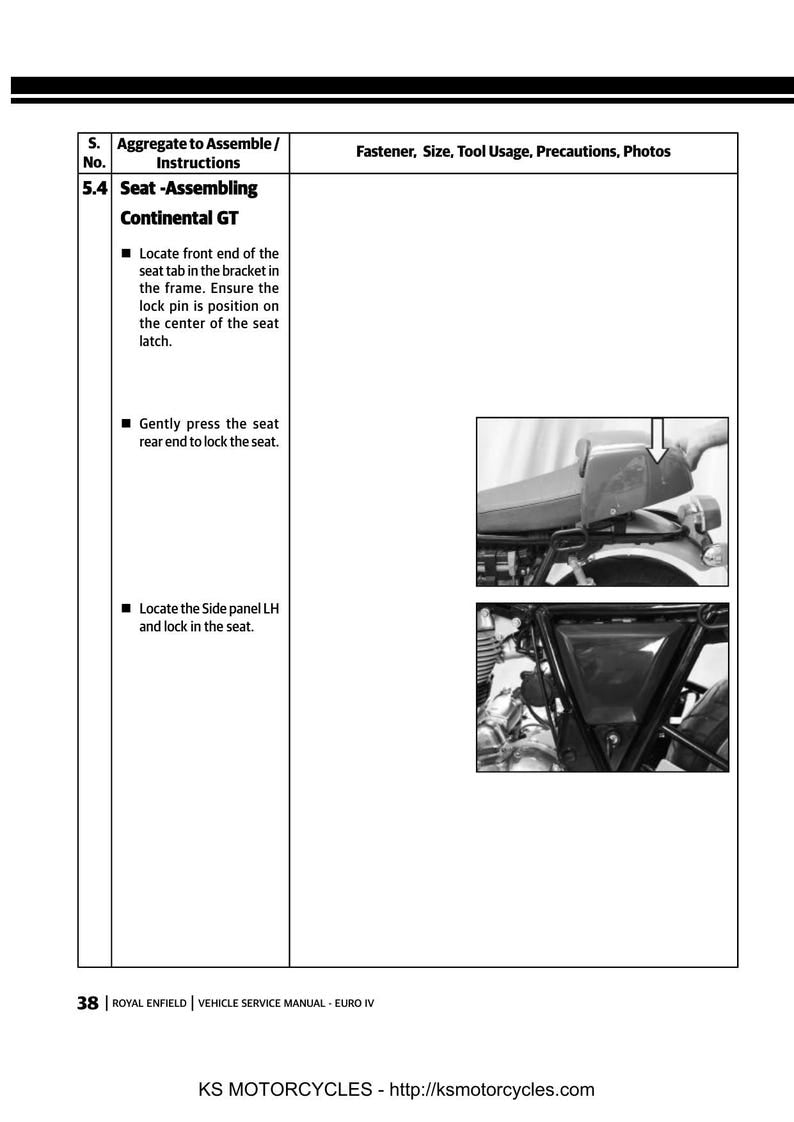 Royal Enfield Bullet Continental GT Service Manual service manual preview page 8