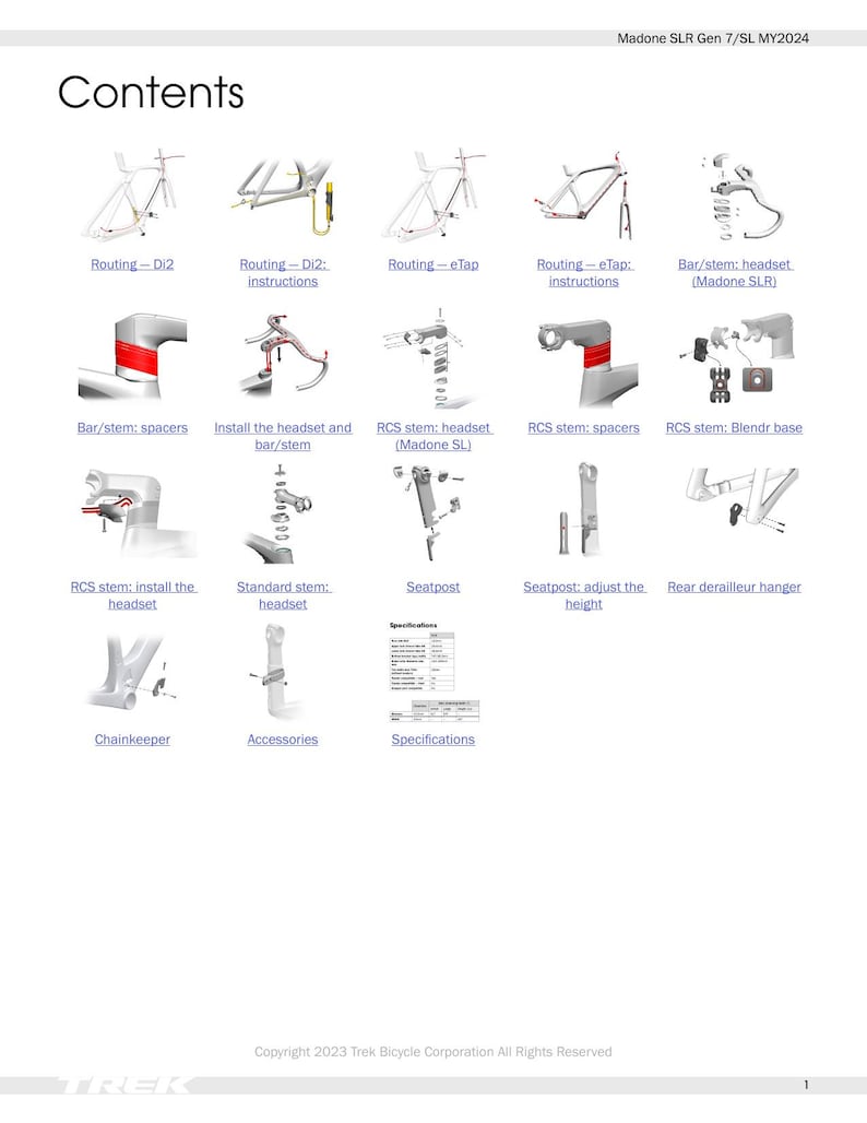 Trek Madone SLR Gen 7 SL Service Manual service manual preview page 3