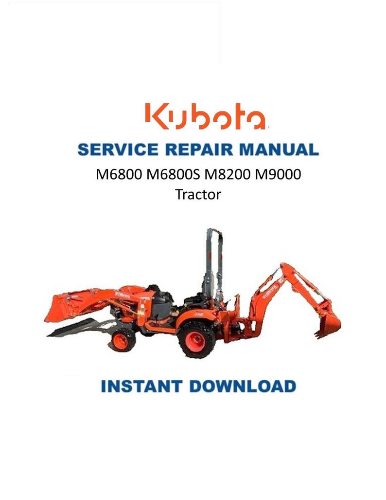 Kubota M6800 M6800S M8200 M9000 Tractor Service Manual 2001-2005 PDF service repair manual cover