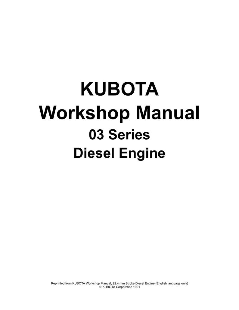 Kubota 03 Series Diesel Engine Service Manual 1991-1995 D1403 D1703 V1903 V2203 F2803 service manual preview page 2