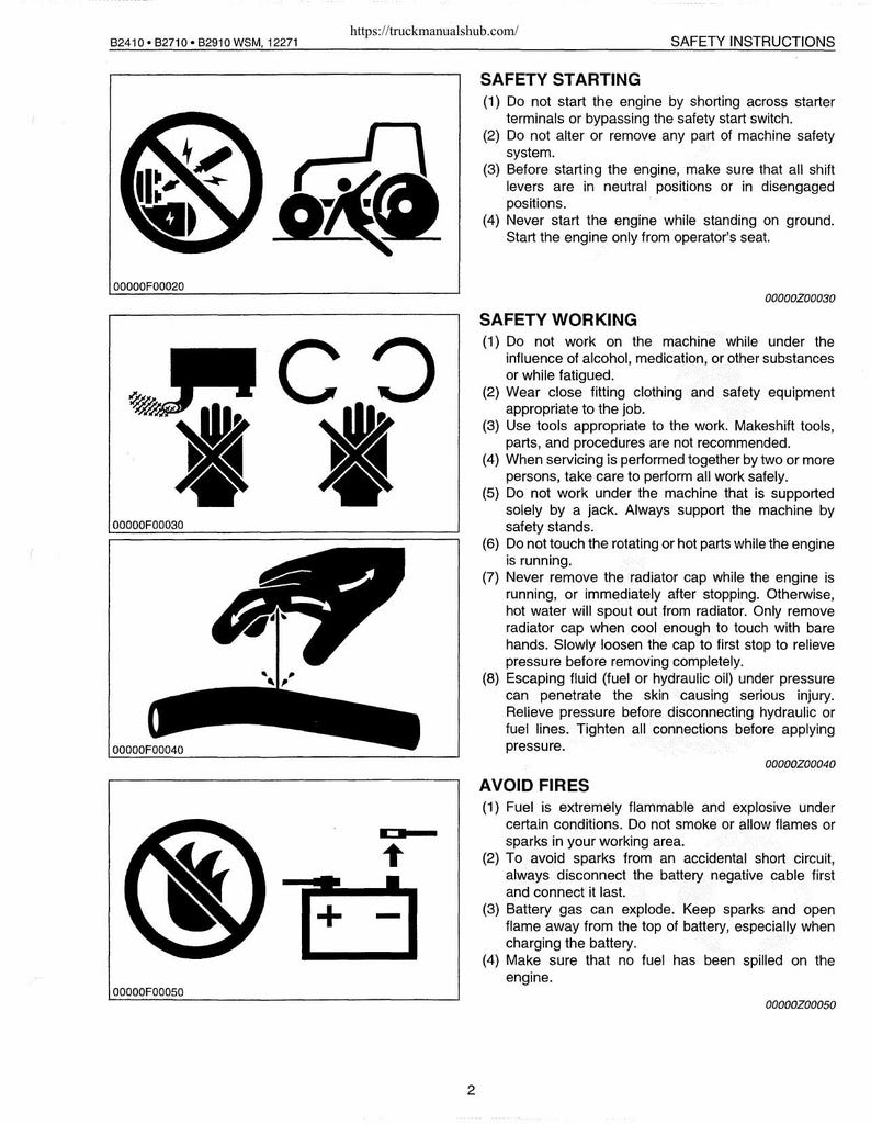 Kubota B2410 B2710 B2910 Tractor Service Manual 2000-2004 service manual preview page 5
