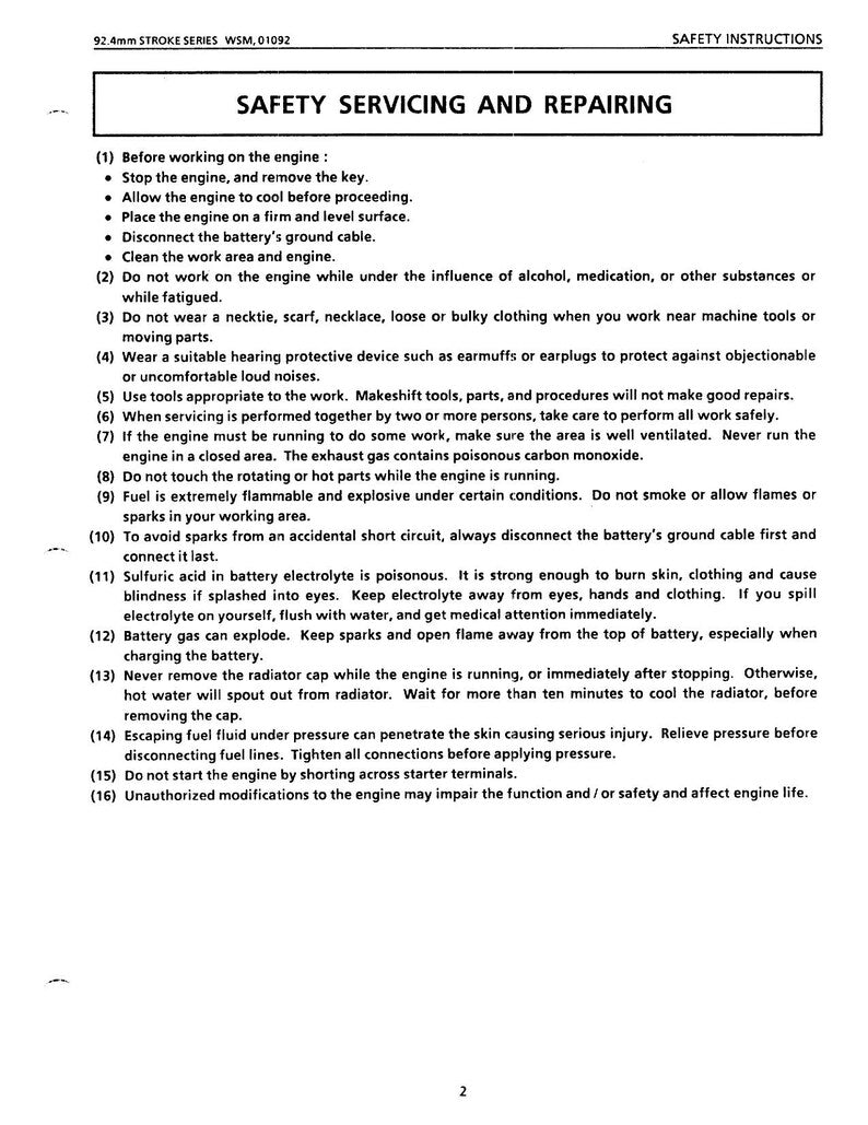 Kubota 03 Series Diesel Engine Service Manual 1991-1995 D1403 D1703 V1903 V2203 F2803 service manual preview page 8