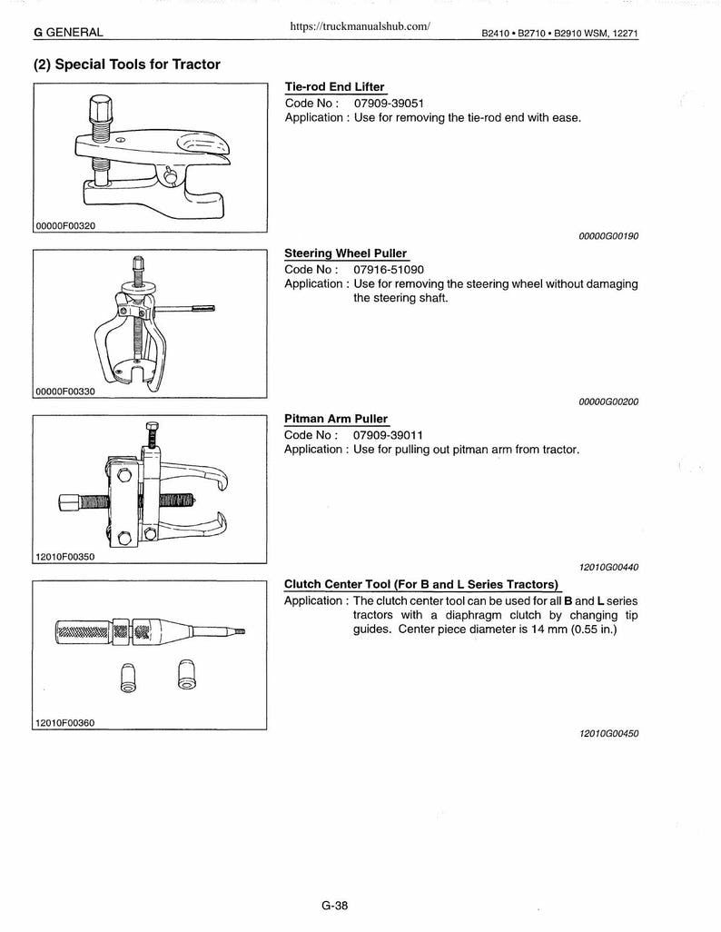 Kubota B2410 B2710 B2910 Tractor Service Manual 2000-2004 service manual preview page 8