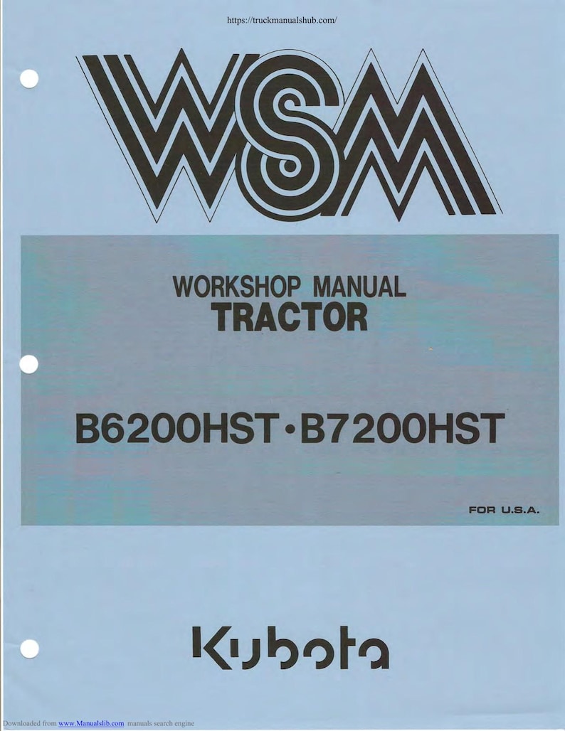Kubota B6200HST B7200HST Tractor Service Manual service manual preview page 2