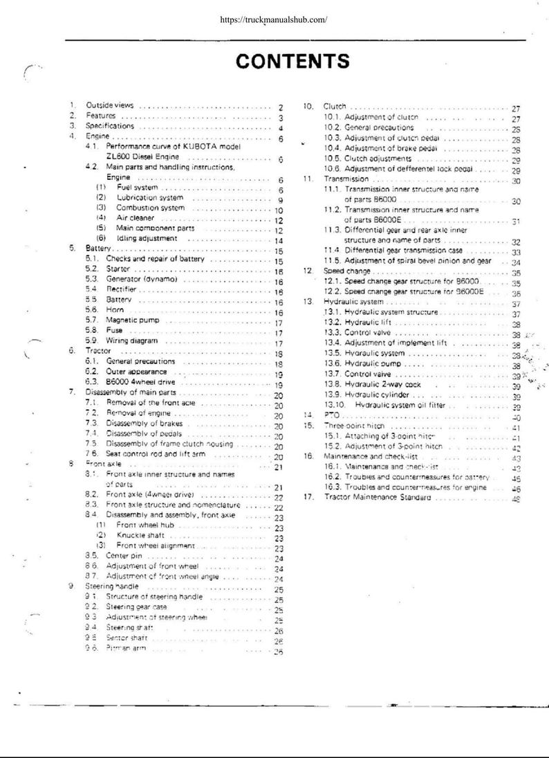 Kubota B6000 Tractor Service Manual service manual preview page 3