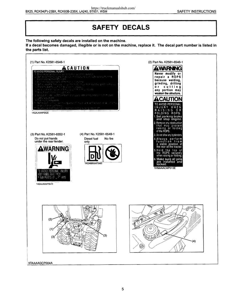 Kubota BX25 LA240 BT601 Service Manual 2007-2011 Compact Tractor service manual preview page 2