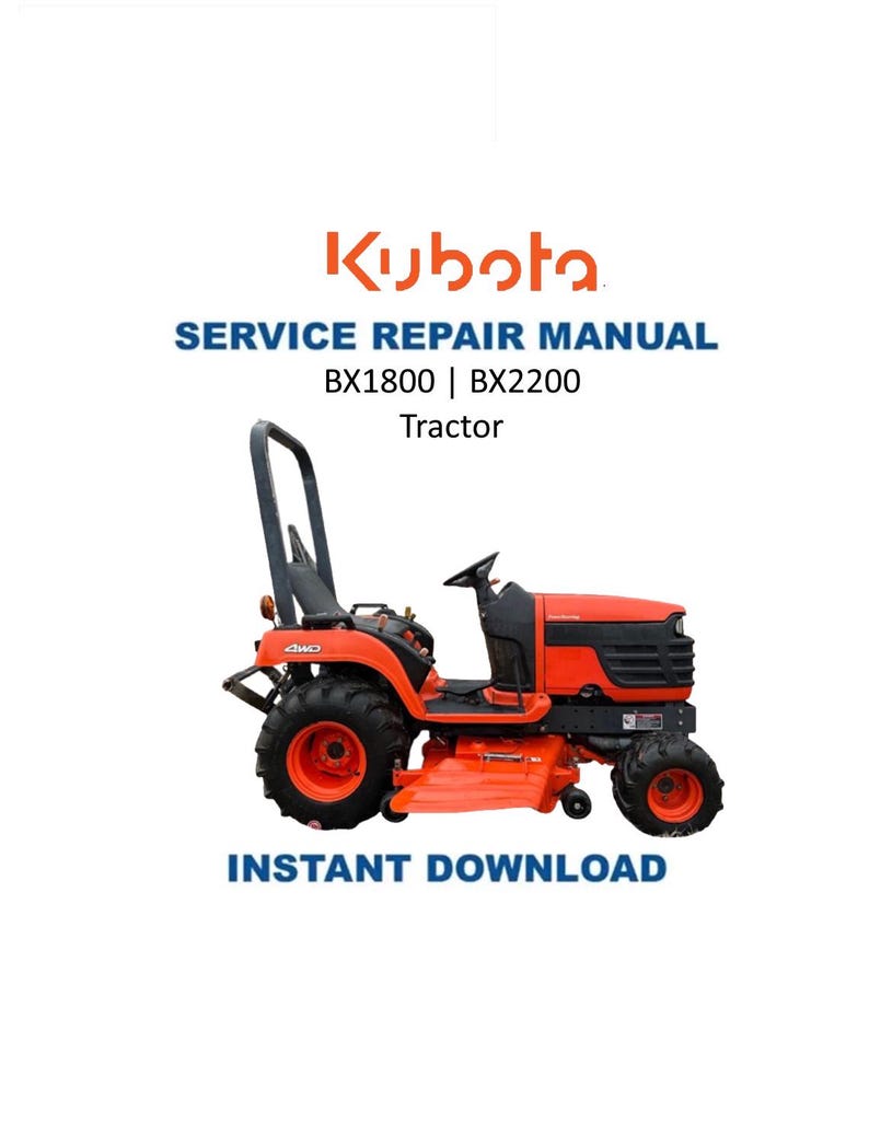 Kubota BX1800 BX2200 Tractor Service Manual 2001-2005 Repair PDF service repair manual cover