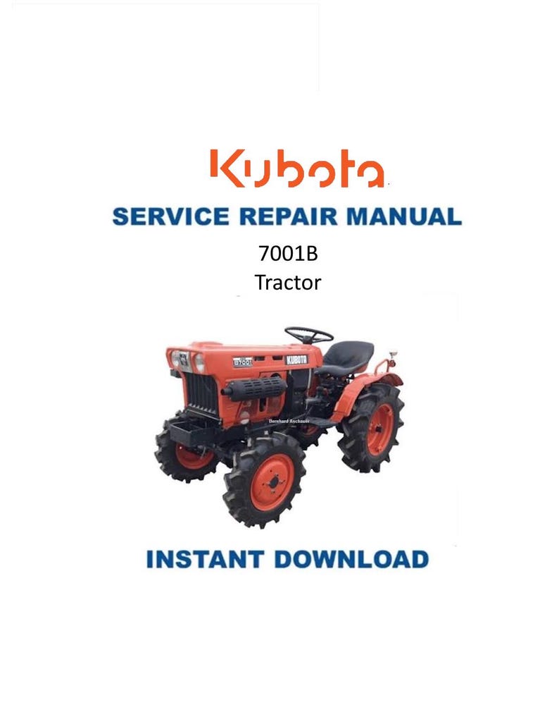 Kubota 7001B Tractor Service Manual 1980-1984 Repair PDF service repair manual cover