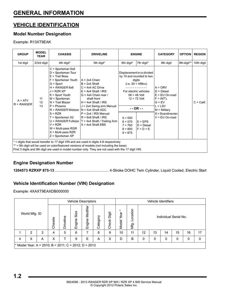 Polaris RZR XP 900 Service Manual 2013-2017 UTV Ranger xp 4 900 service manual preview page 3
