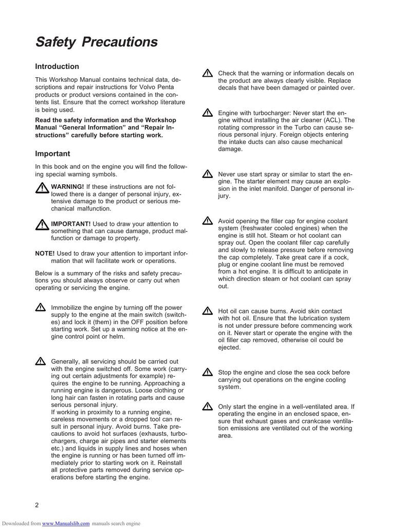 Volvo Penta Aquamatic 250 Drive Service Manual service manual preview page 7