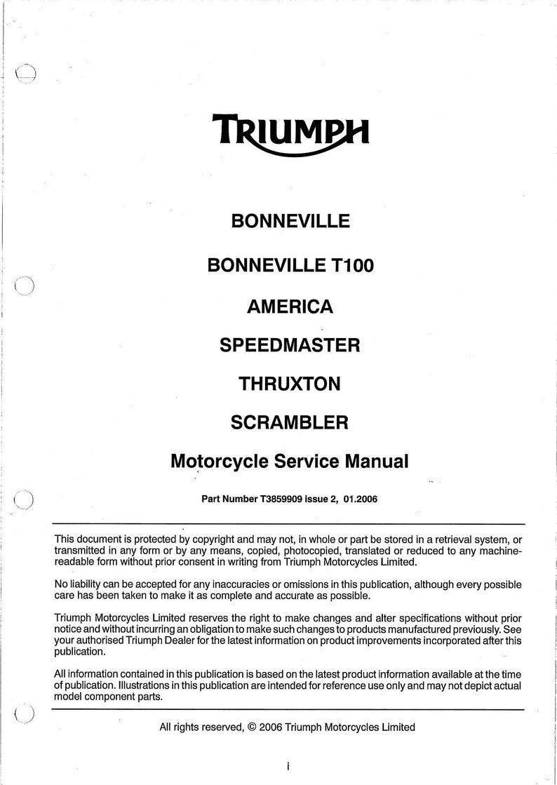 Triumph Bonneville Service Manual service manual preview page 2