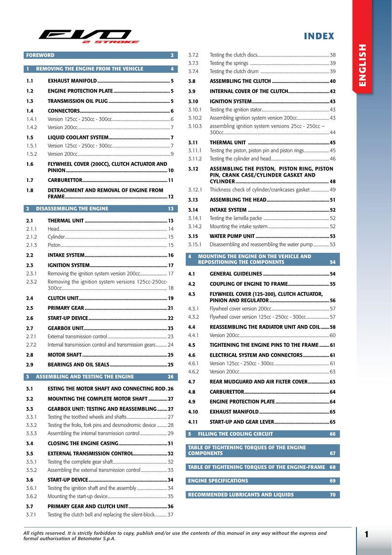 Beta EVO 2 Stroke 125 200 250 300 Service Manual service manual preview page 4