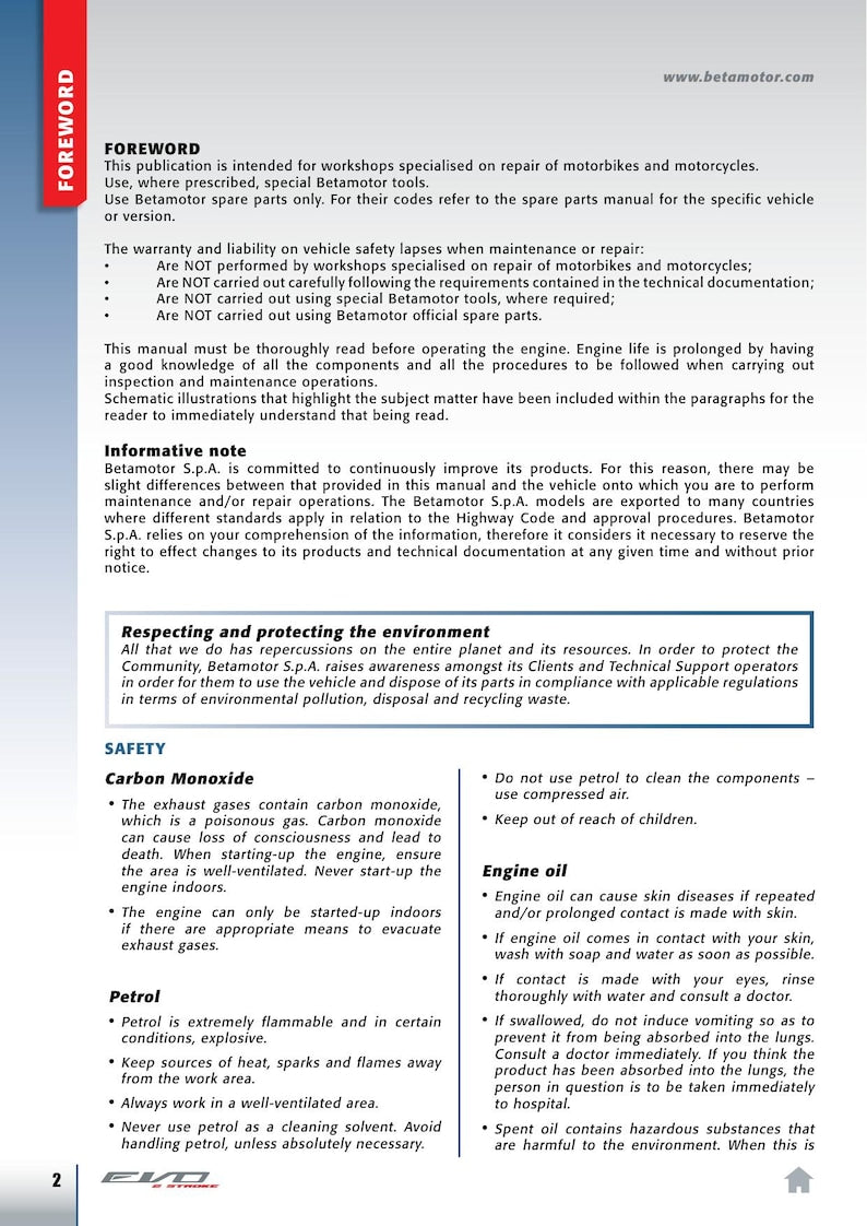 Beta EVO 2 Stroke 125 200 250 300 Service Manual service manual preview page 5