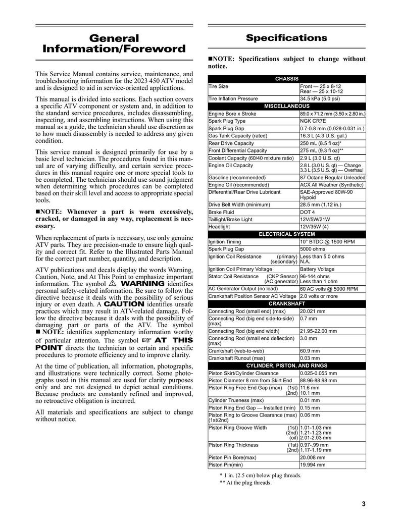 Arctic Cat Alterra 450 Service Manual service manual preview page 4