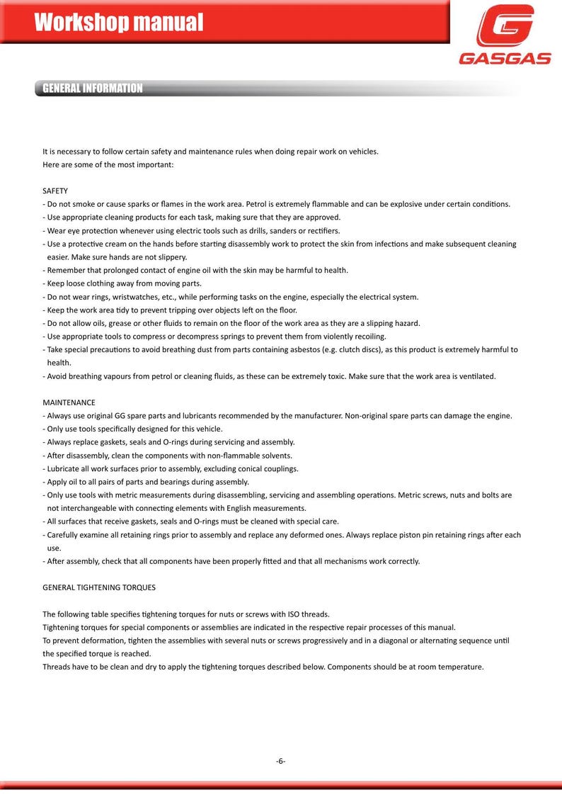 Gas Gas Enduro 2T 200 250 300 Service Manual service manual preview page 10