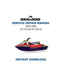 Sea-Doo GTI GTX RX xp lrv di Service Manual 2002-2006 pwc PDF service repair manual cover