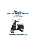 Vespa LX S 125 150 3V ie Service Manual PDF service repair manual cover