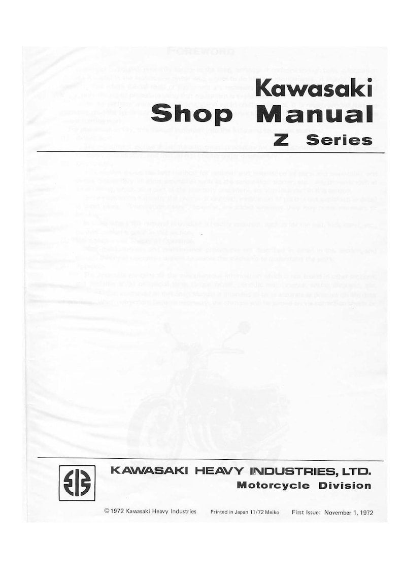 Kawasaki Z1 900 Service Manual service manual preview page 5