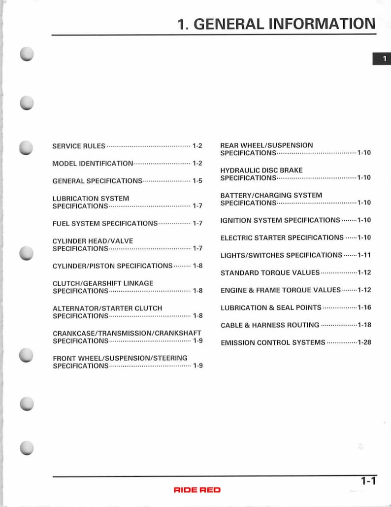 Honda TRX400EX TRX400X Service Manual service manual preview page 6