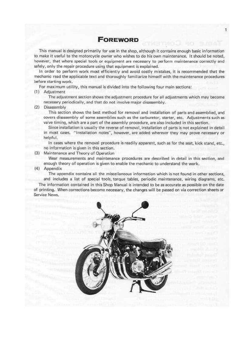 Kawasaki Z1 900 Service Manual service manual preview page 6