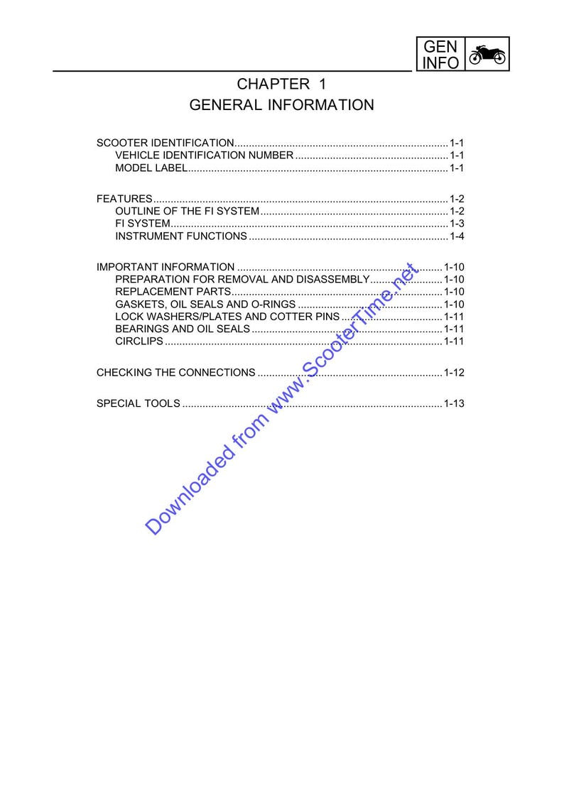 Yamaha YP400 Majesty Service Manual service manual preview page 8