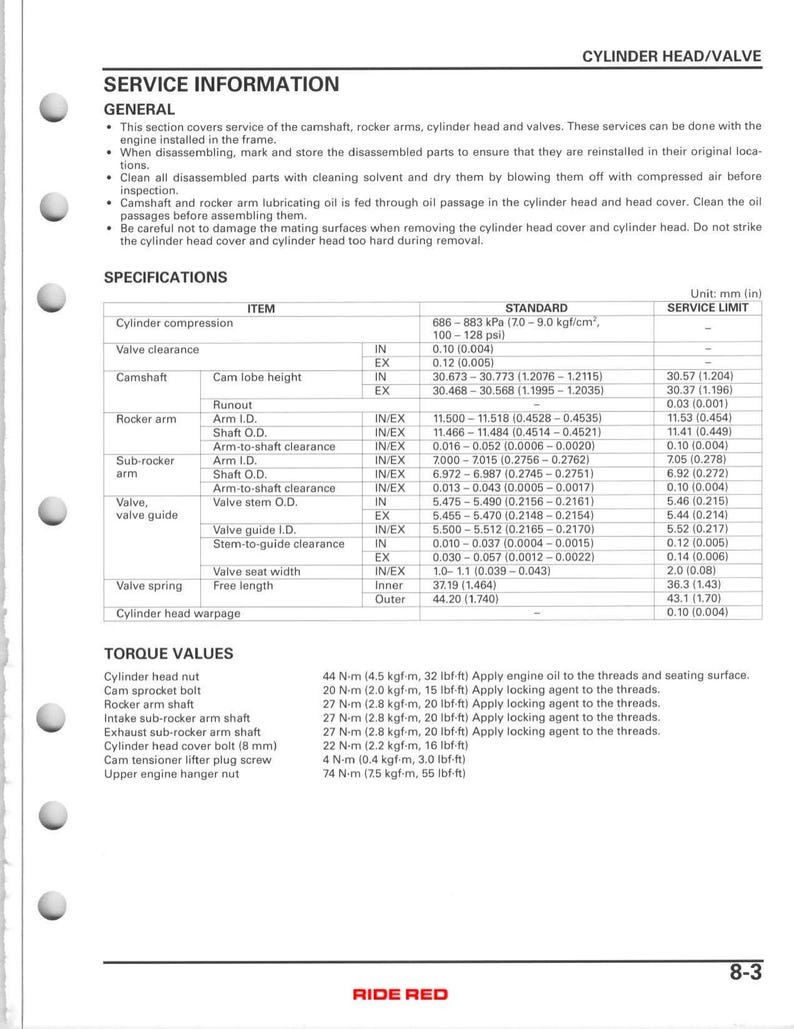 Honda TRX400EX TRX400X Service Manual service manual preview page 10
