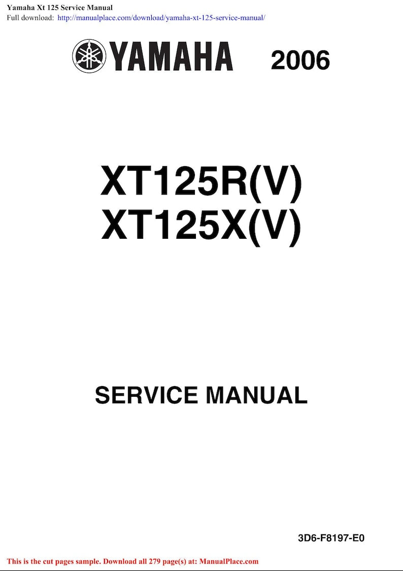 Yamaha XT125 Service Manual service manual preview page 2