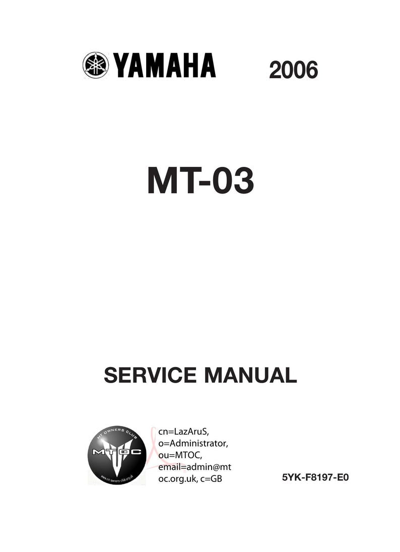 Yamaha MT-03 Service Manual service manual preview page 2