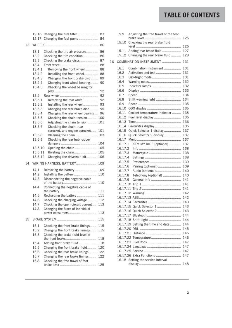 KTM 390 Duke Service Repair Manual 2017-2021 Motorcycle service manual preview page 9