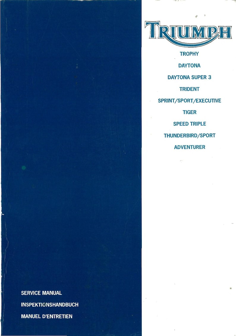 Triumph T300 750 1200 Service Manual 1991-1999 Motorcycle service manual preview page 2