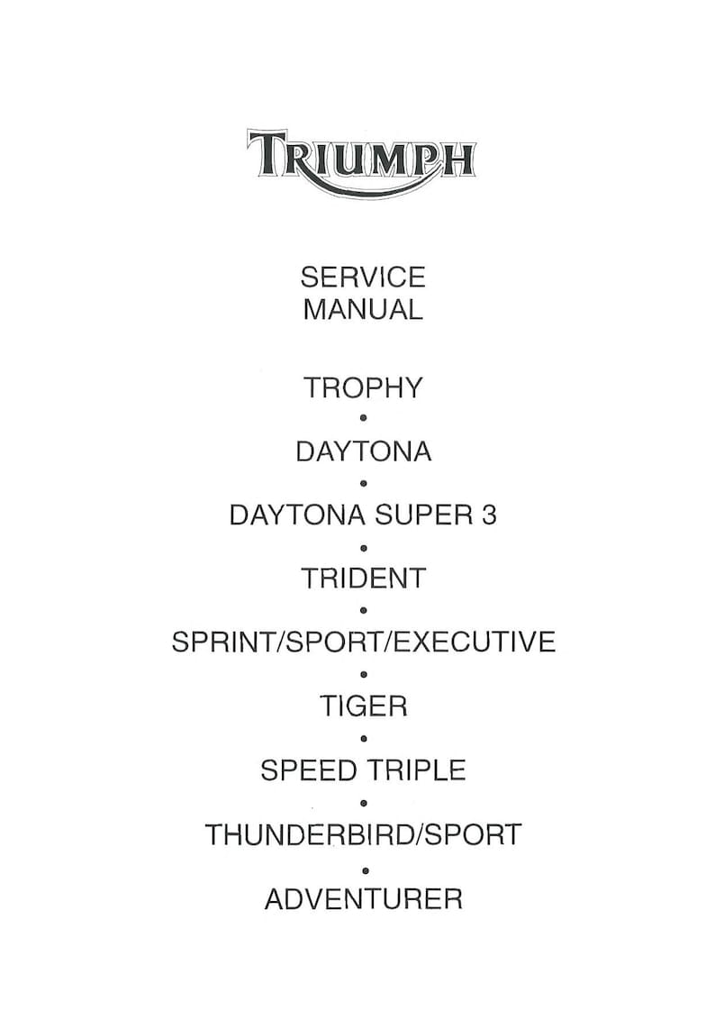Triumph T300 750 1200 Service Manual 1991-1999 Motorcycle service manual preview page 3