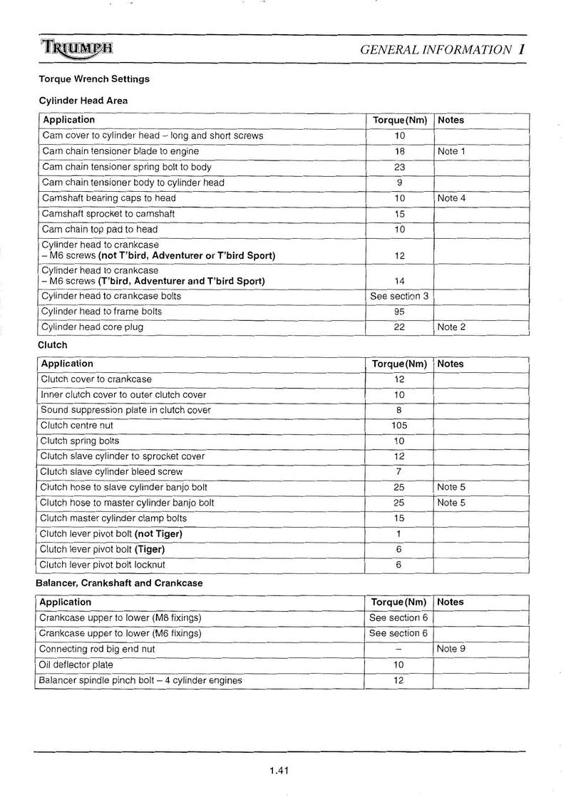 Triumph T300 750 1200 Service Manual 1991-1999 Motorcycle service manual preview page 9