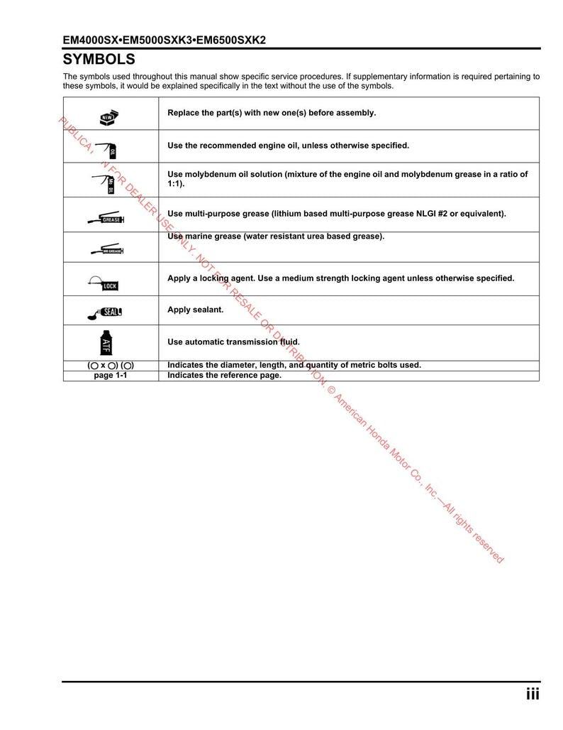 Honda EM4000SX EM5000SXK3 EM6500SXK2 Generator Service Manual 2011-2015 service manual preview page 9