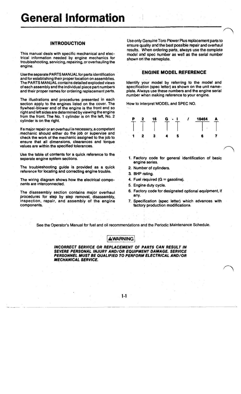 Onan Toro Power Plus P216 P218 P220 P224 Service Manual service manual preview page 8