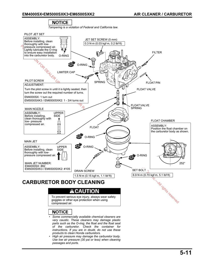 Honda EM4000SX EM5000SXK3 EM6500SXK2 Generator Service Manual 2011-2015 service manual preview page 2