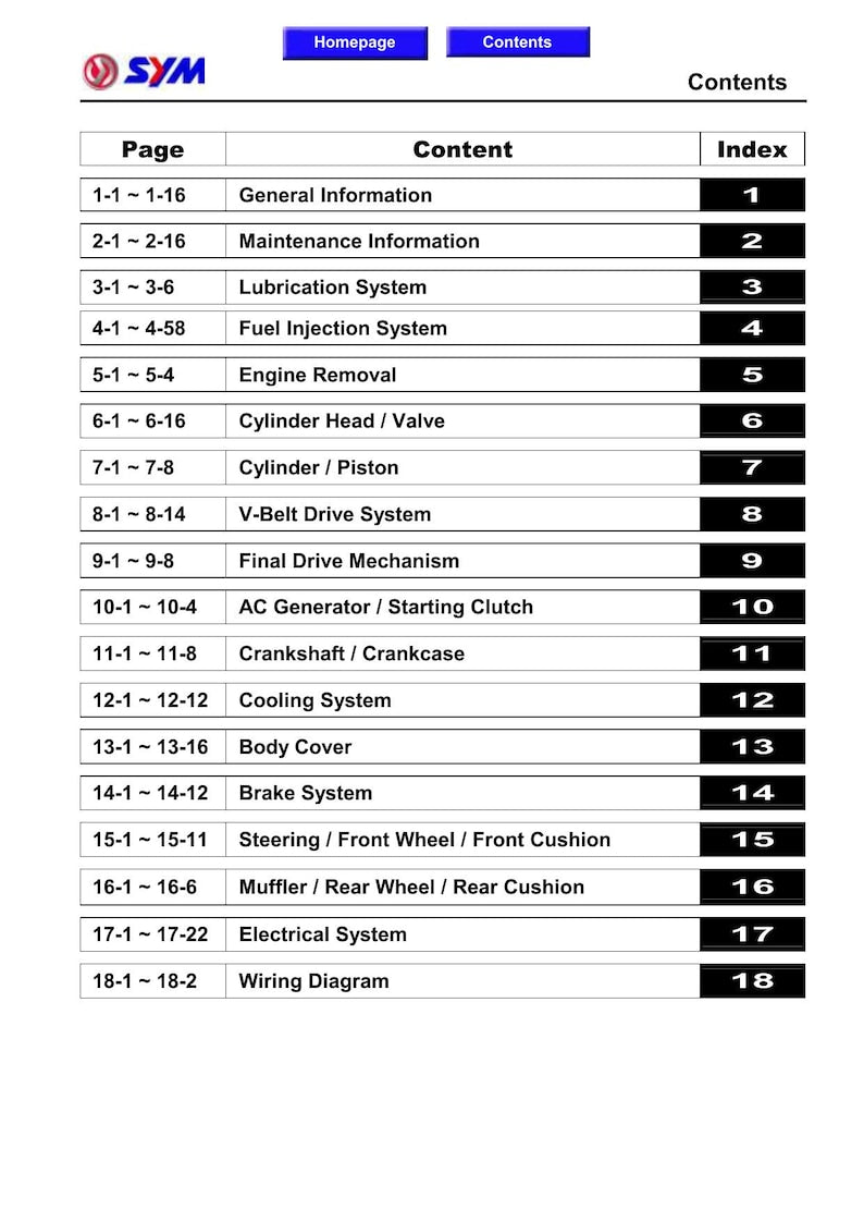 SYM Maxsym 400i Service Manual service manual preview page 3