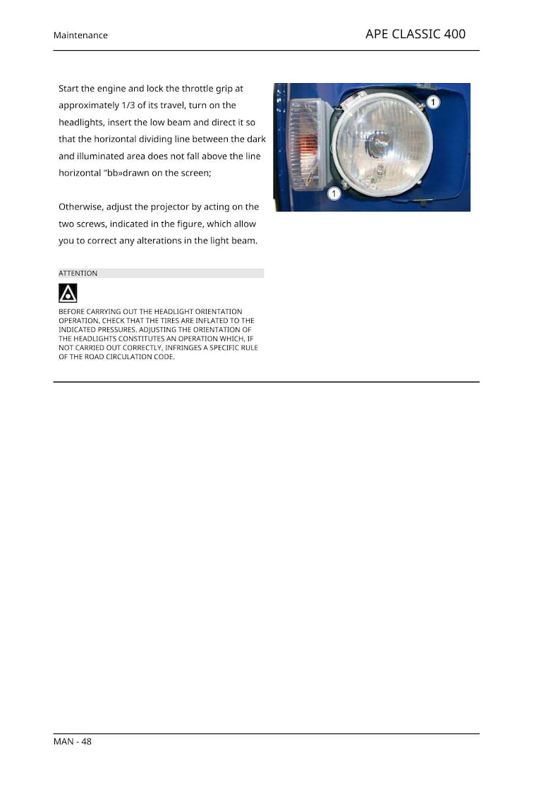 Piaggio Ape Classic 400 Service Manual service manual preview page 4