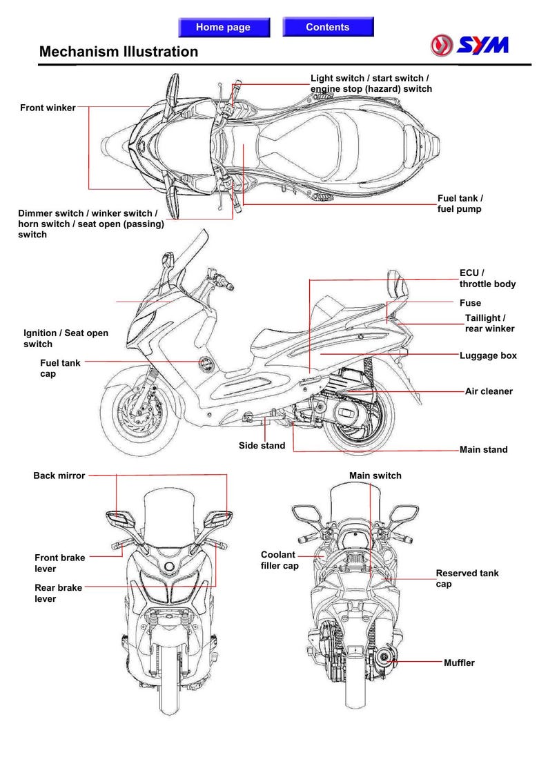 SYM GTS 125i EVO Service Manual service manual preview page 6