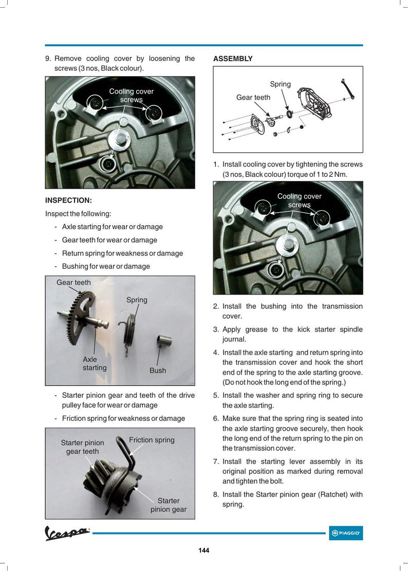 Vespa VXL SXL LX zx 125 149 Service Manual service manual preview page 6