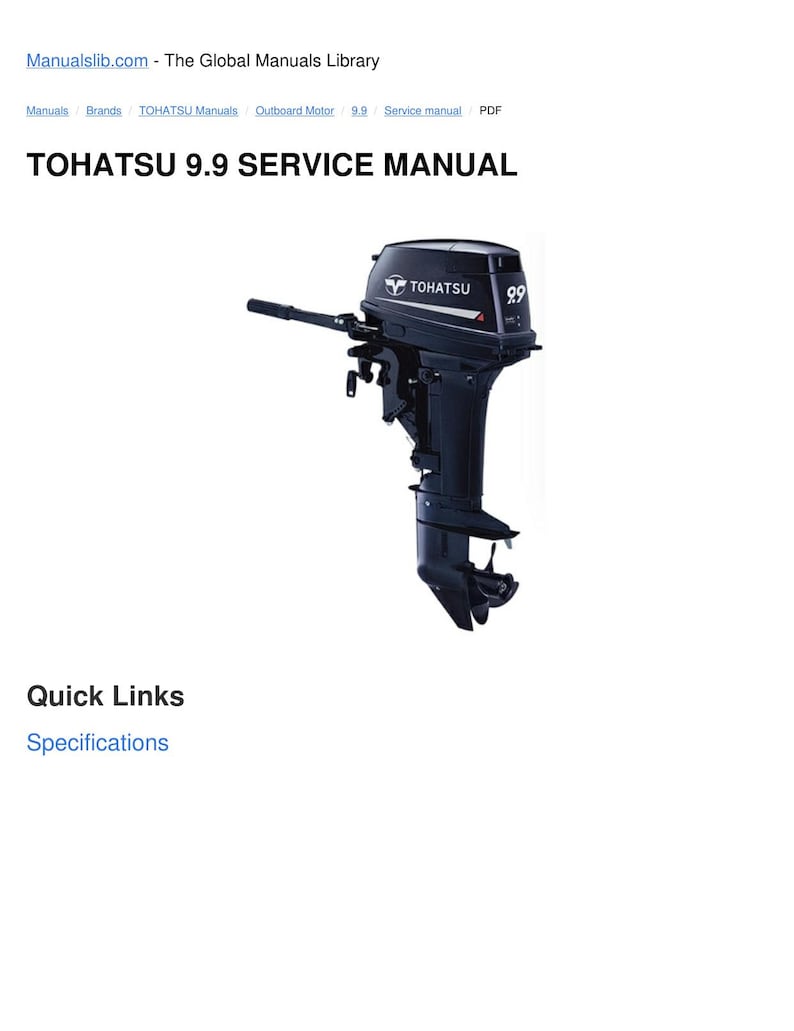 Tohatsu 9.9 HP Outboard Service Manual 2000-2004 Repair service manual preview page 5