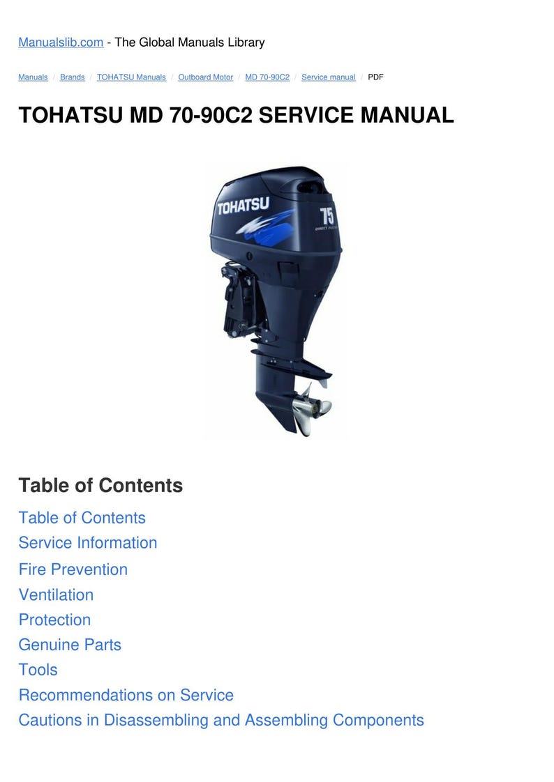 Tohatsu MD 75 90 C2 TLDI Service Manual service manual preview page 11