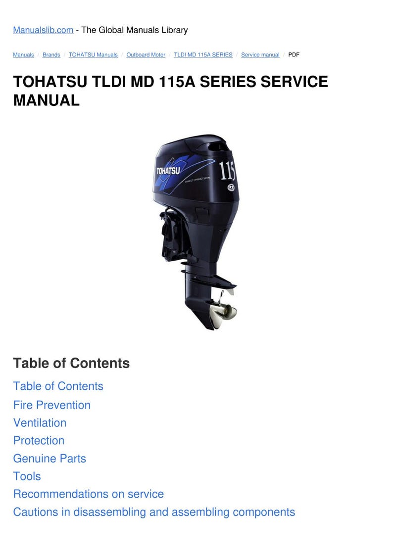 Tohatsu TLDI MD 115A Service Manual service manual preview page 5